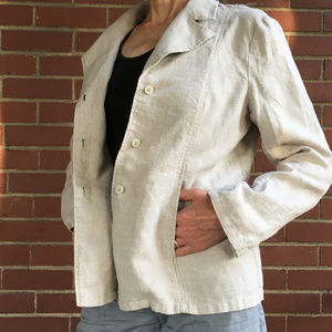 Linen fitted jacket khaki size 10 Coldwater Creek